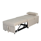 Beige Single Folding Ottoman Sofa Bed with Adjustable Back – product view