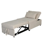 Beige Single Folding Ottoman Sofa Bed with Adjustable Back – product view