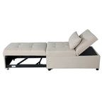 Beige Single Folding Ottoman Sofa Bed with Adjustable Back – product view