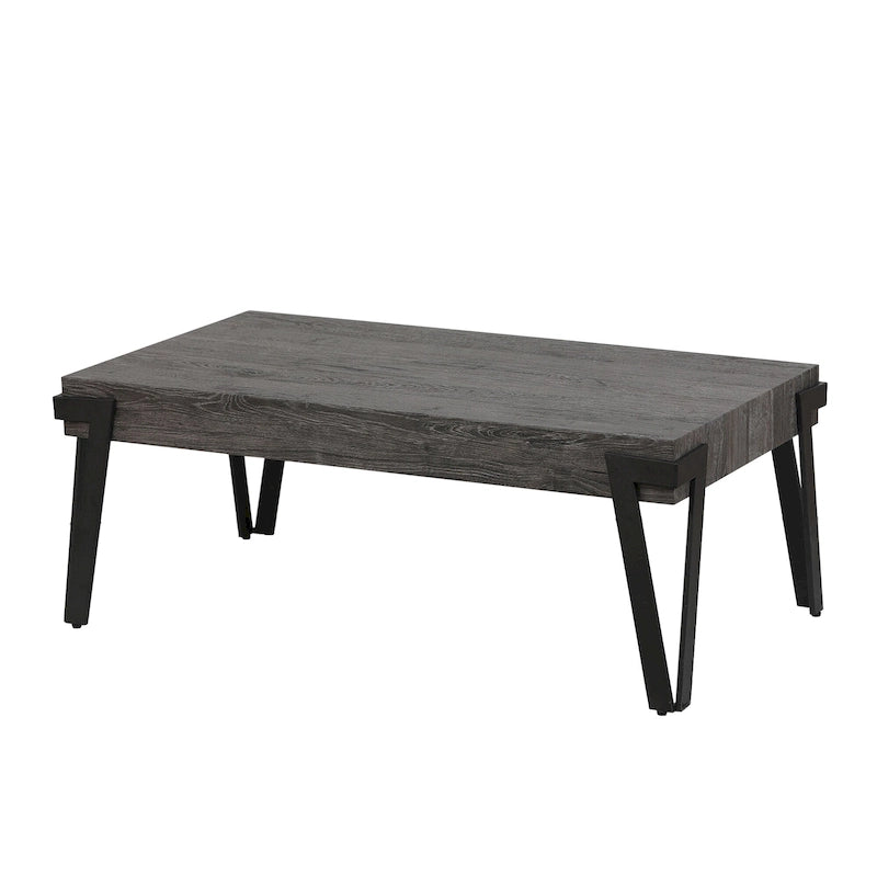 Table basse industrielle en bois et métal, 110,2 cm L × 62,2 cm P × 43,2 cm H