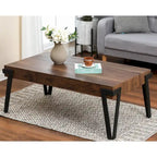 Industrial Wood and Metal Coffee Table, 110.2 cm W × 62.2 cm D × 43.2 cm H – product view