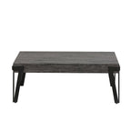 Industrial Wood and Metal Coffee Table, 110.2 cm W × 62.2 cm D × 43.2 cm H – product view