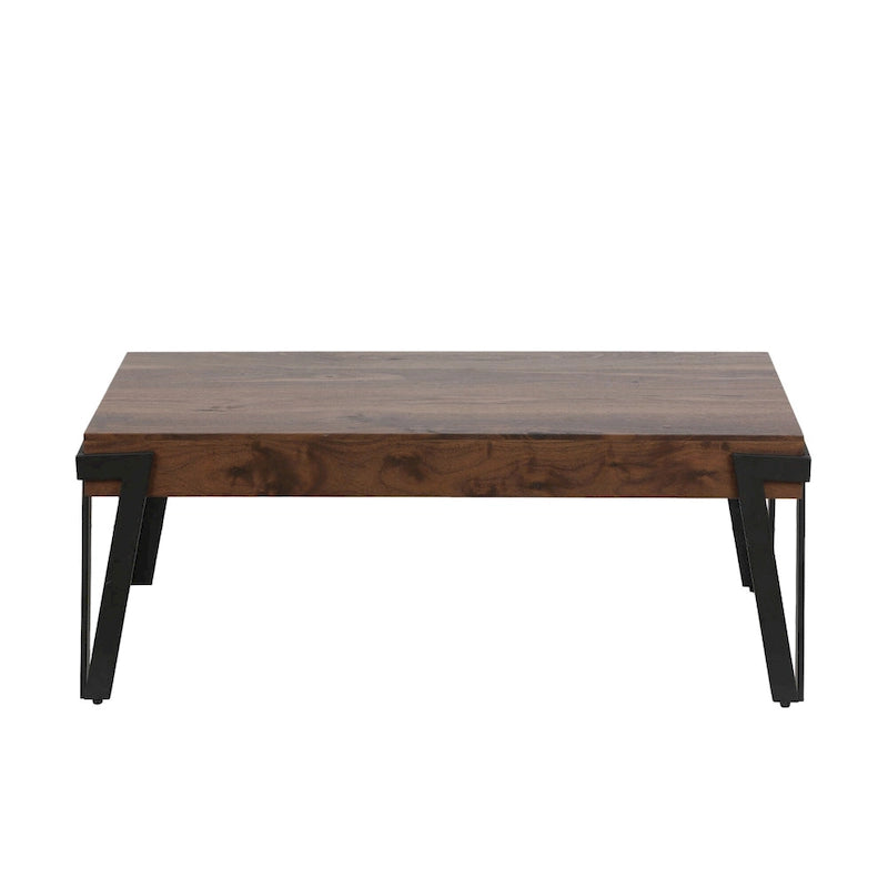 Industrial Wood and Metal Coffee Table, 110.2 cm W × 62.2 cm D × 43.2 cm H – product view