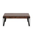 Industrial Wood and Metal Coffee Table, 110.2 cm W × 62.2 cm D × 43.2 cm H – product view