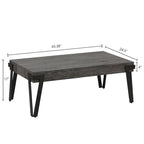 Industrial Wood and Metal Coffee Table, 110.2 cm W × 62.2 cm D × 43.2 cm H – product view