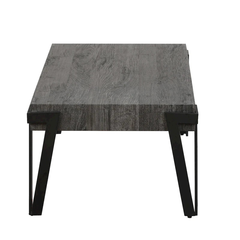 Industrial Wood and Metal Coffee Table, 110.2 cm W × 62.2 cm D × 43.2 cm H – product view