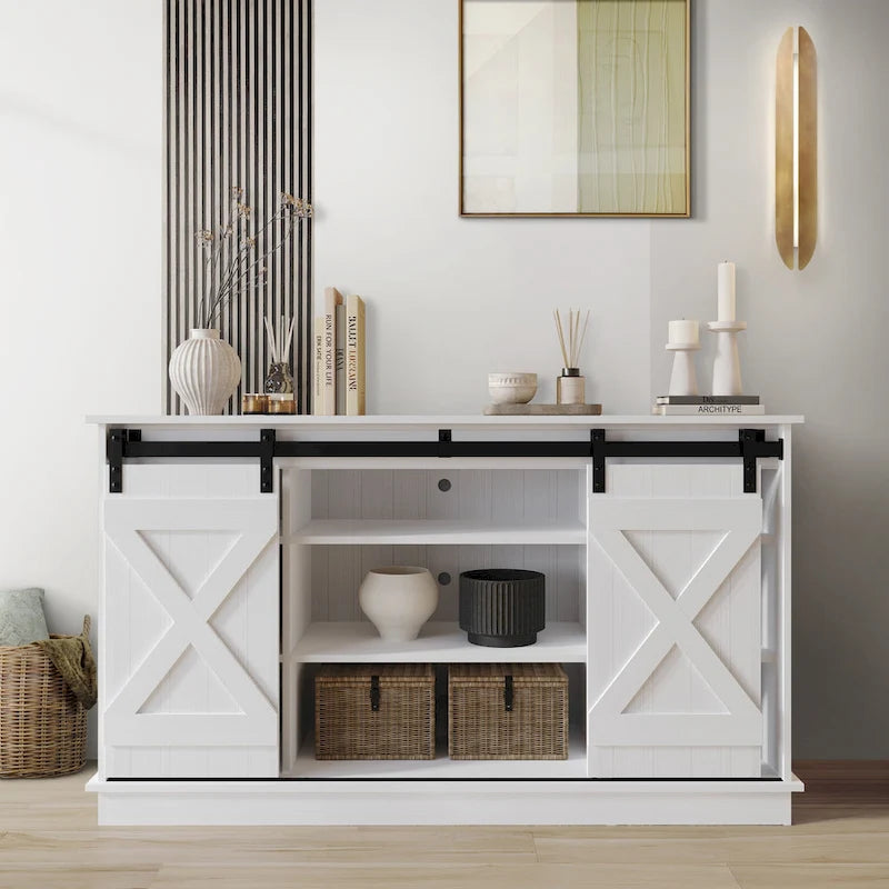 Vintage-Style Sideboard with X-Shaped Sliding Doors – product view