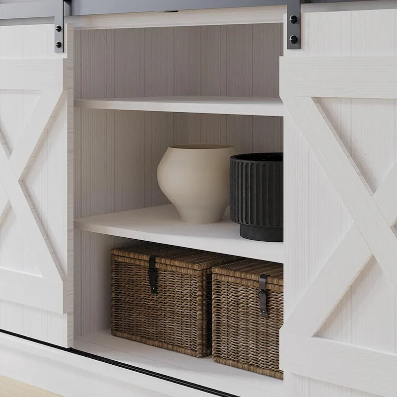 Vintage-Style Sideboard with X-Shaped Sliding Doors – product view