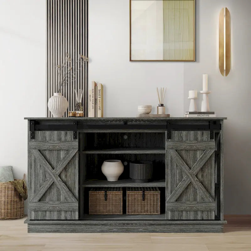 Vintage-Style Sideboard with X-Shaped Sliding Doors – product view