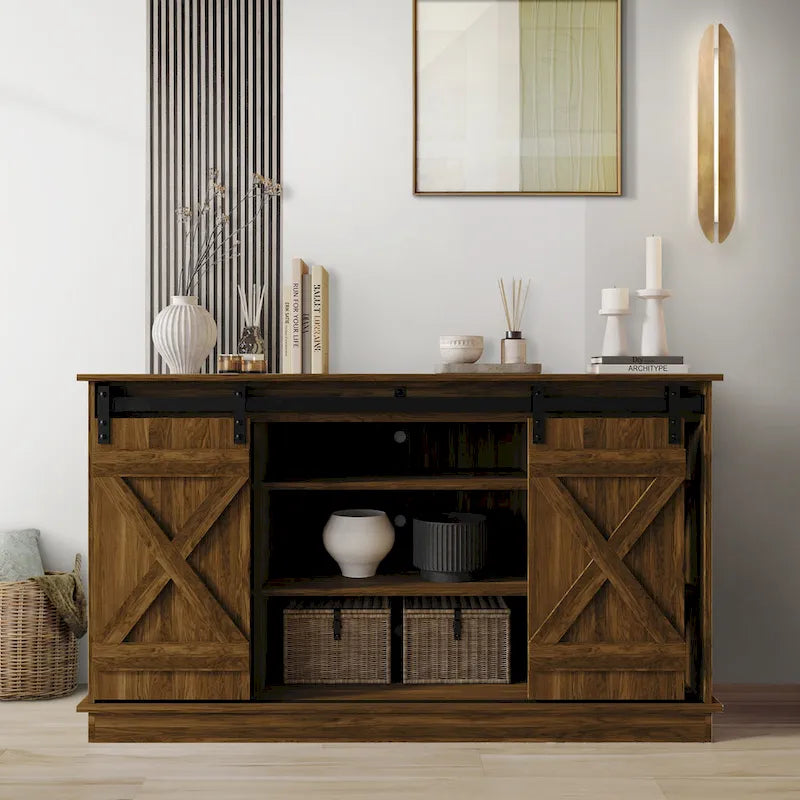 Vintage-Style Sideboard with X-Shaped Sliding Doors – product view