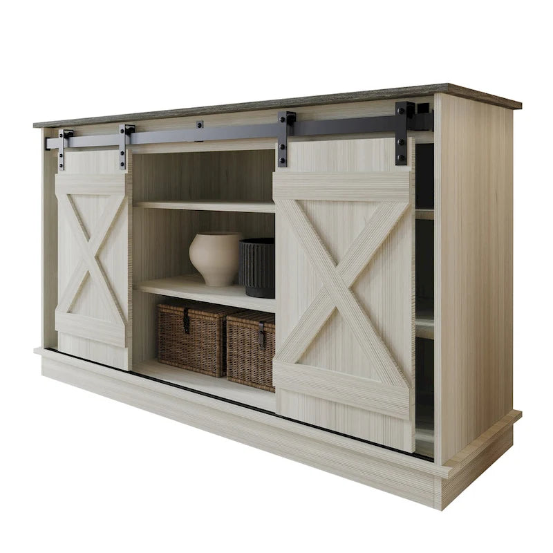 Vintage-Style Sideboard with X-Shaped Sliding Doors – product view