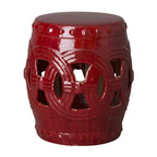 Red Glazed Ceramic Garden Stool – product view