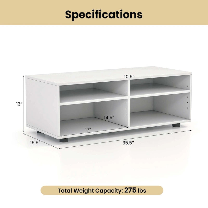 TV Console Table with 4 Cubbies and Adjustable Shelves – product view