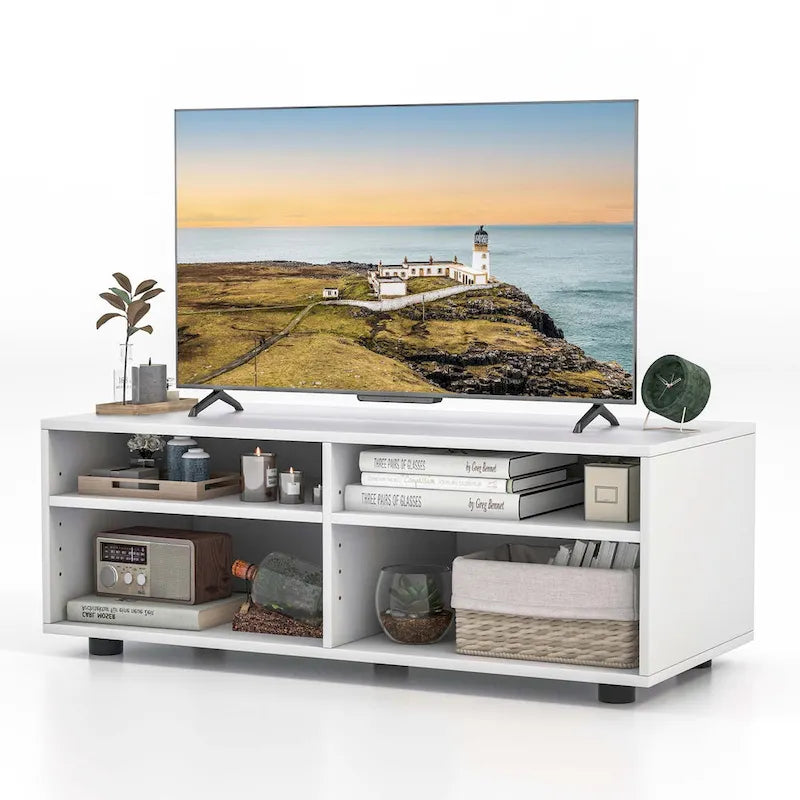TV Console Table with 4 Cubbies and Adjustable Shelves – product view