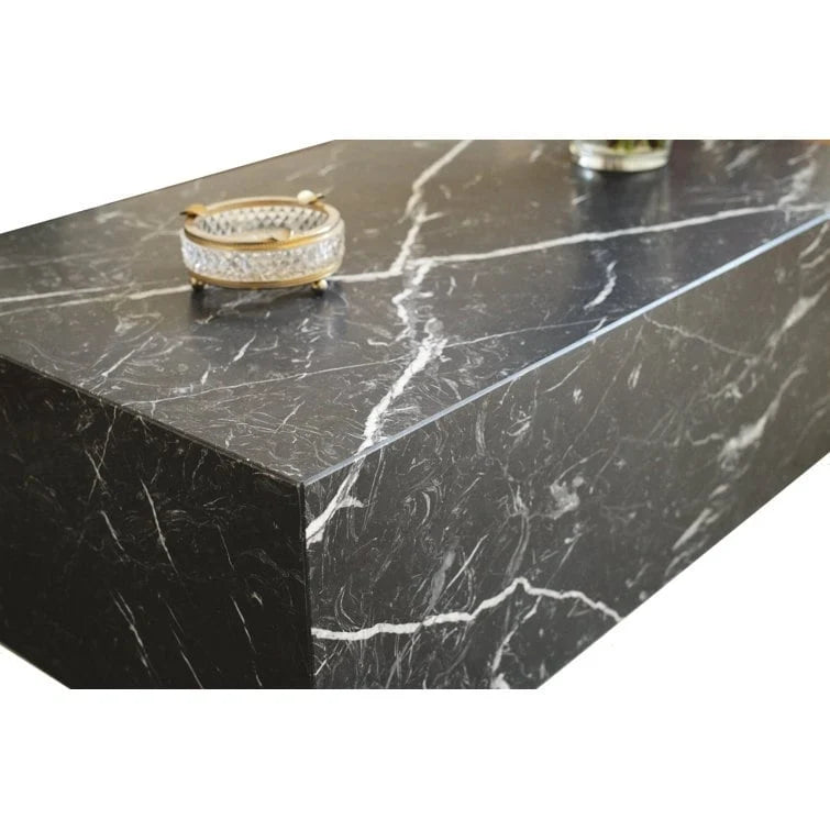 Genuine Marble Block Coffee Table - Black Marble – product view