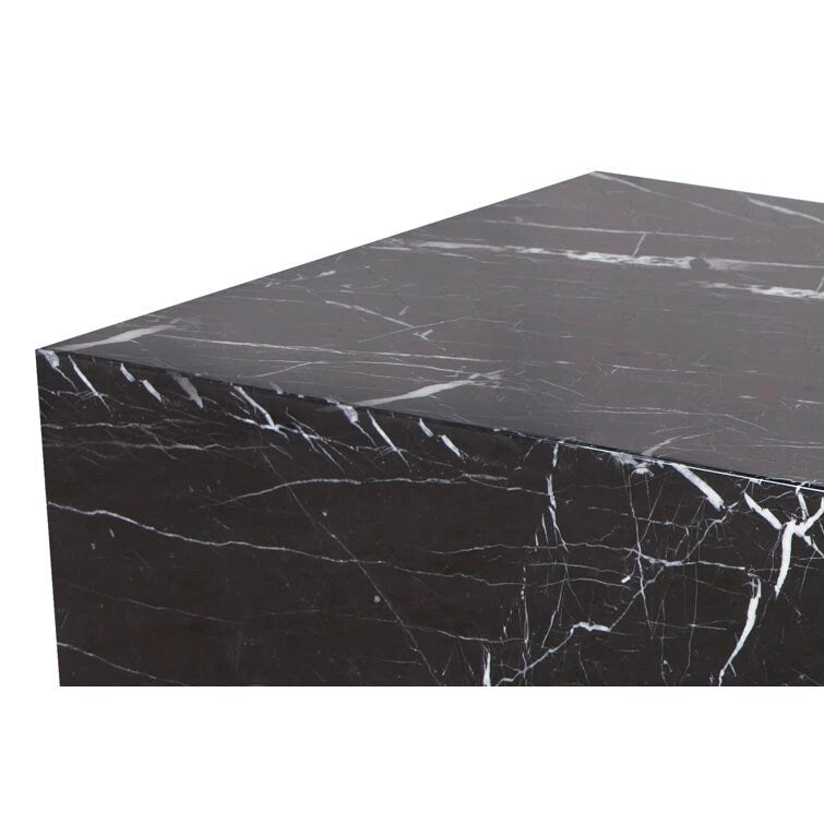Genuine Marble Block Coffee Table - Black Marble – product view