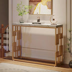 Console Table, White Faux Marble Modern Sofa Tables for Living Room – product view
