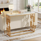 Console Table, White Faux Marble Modern Sofa Tables for Living Room – product view