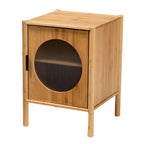 Mid-Century Natural Bamboo Wood 1-Door End Table – product view