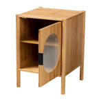 Mid-Century Natural Bamboo Wood 1-Door End Table – product view
