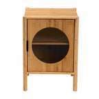 Mid-Century Natural Bamboo Wood 1-Door End Table – product view