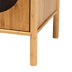 Mid-Century Natural Bamboo Wood 1-Door End Table – product view