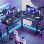 L-Shaped Height-Adjustable Gaming Desk with Monitor Stand, 160 cm Wide – product view