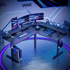 L-Shaped Height-Adjustable Gaming Desk with Monitor Stand, 160 cm Wide – product view