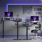 L-Shaped Height-Adjustable Gaming Desk with Monitor Stand, 160 cm Wide – product view
