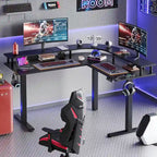 L-Shaped Height-Adjustable Gaming Desk with Monitor Stand, 160 cm Wide – product view