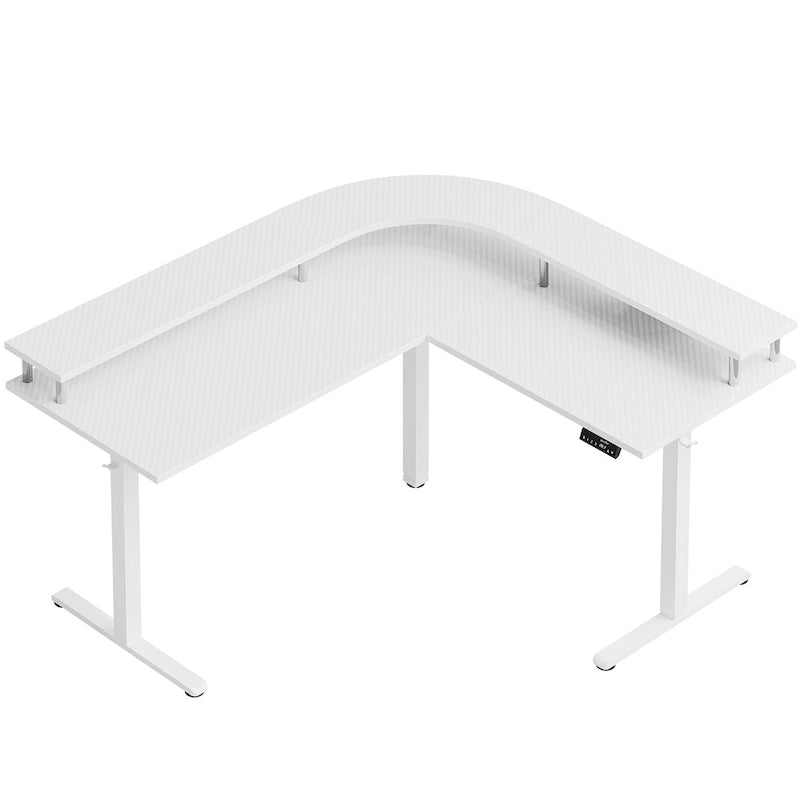 L-Shaped Height-Adjustable Gaming Desk with Monitor Stand, 160 cm Wide – product view