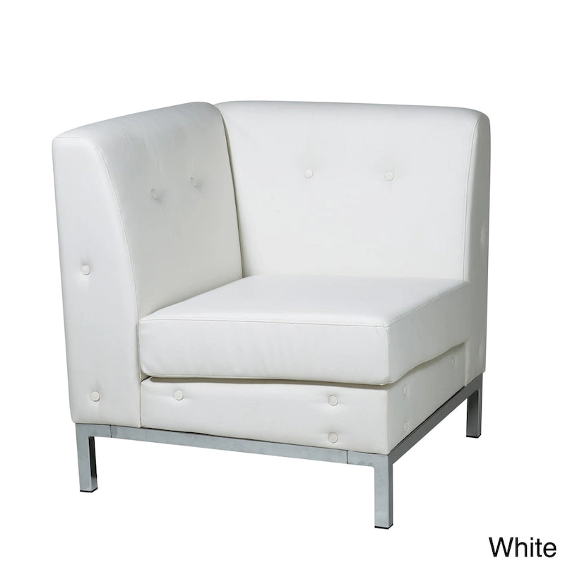 Fauteuil d'angle en similicuir avec piètement chromé