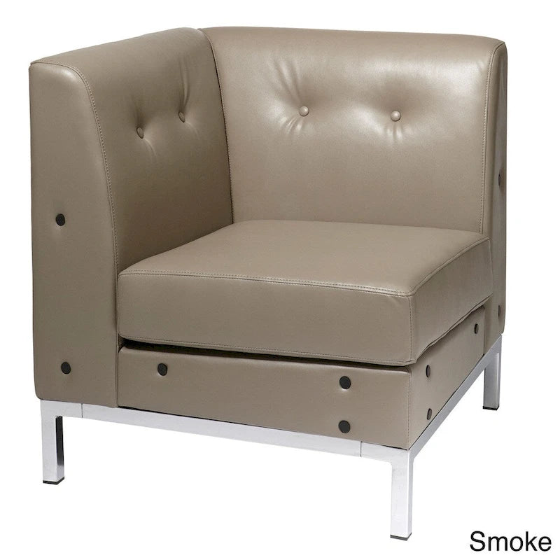 Fauteuil d'angle en similicuir avec piètement chromé