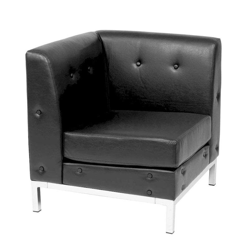 Faux Leather Corner Chair with Chrome-Finished Base – product view