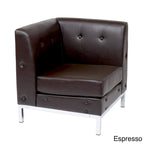 Faux Leather Corner Chair with Chrome-Finished Base – product view