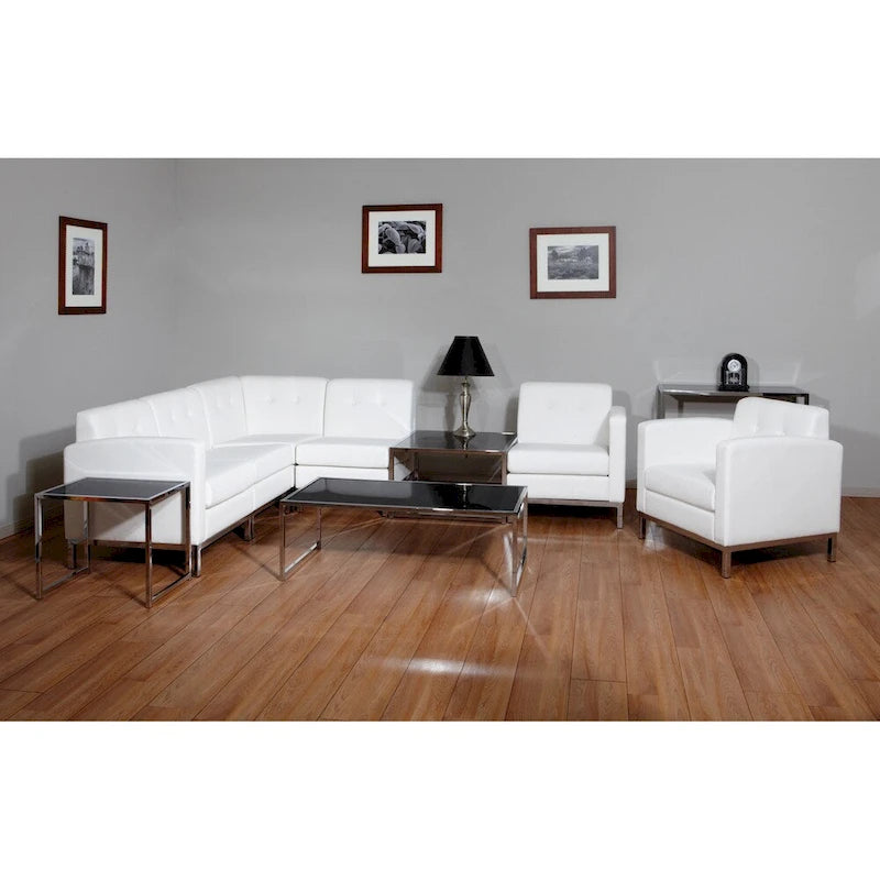 Faux Leather Corner Chair with Chrome-Finished Base – product view