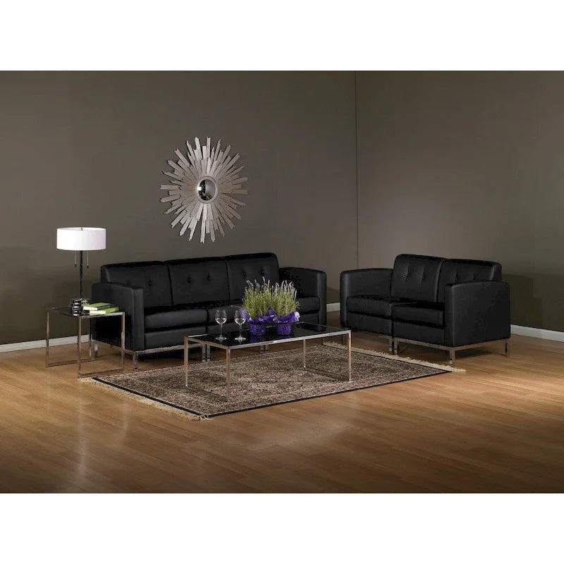 Faux Leather Corner Chair with Chrome-Finished Base – product view