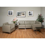 Faux Leather Corner Chair with Chrome-Finished Base – product view