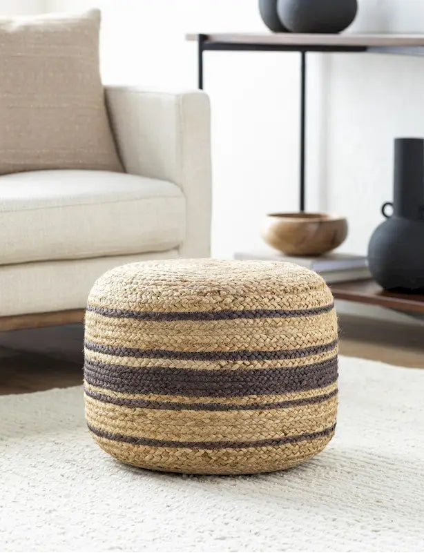 Farmhouse Striped Pouf – product view