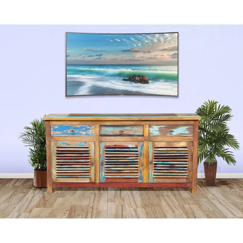Recycled Teak Media Cabinet with 3 Doors and 3 Drawers – product view