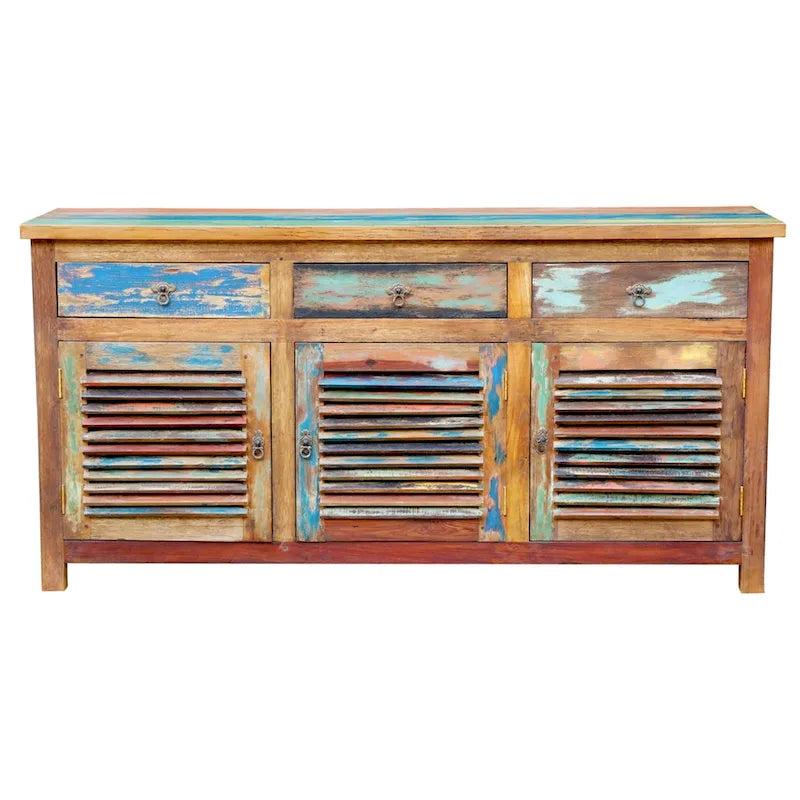 Recycled Teak Media Cabinet with 3 Doors and 3 Drawers – product view