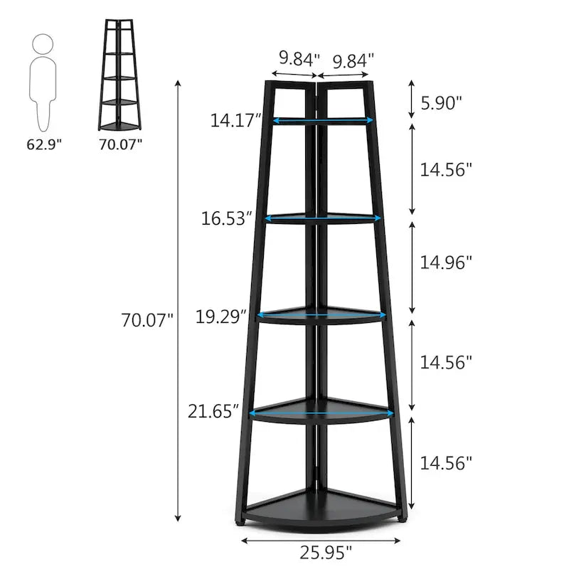 5-Tier Bathroom Corner Storage Shelf – product view