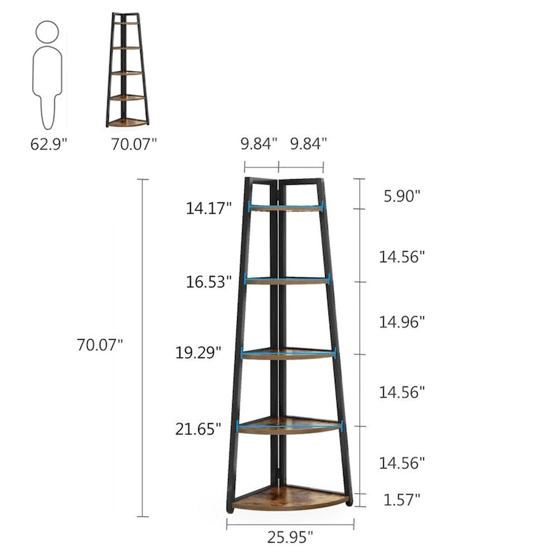 5-Tier Bathroom Corner Storage Shelf – product view