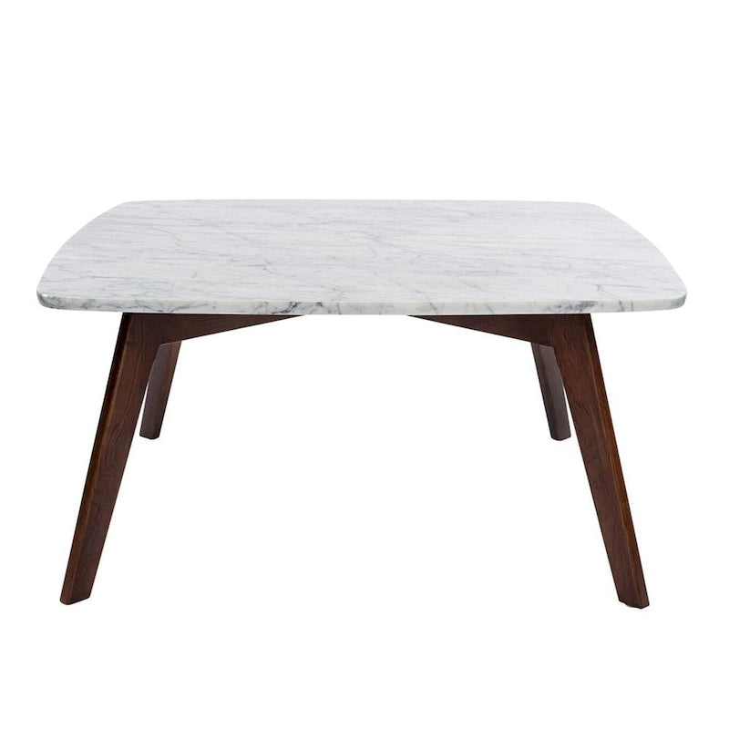 Italian Carrara Marble Square Coffee Table with Walnut Legs, 78.7 cm – product view