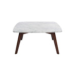 Italian Carrara Marble Square Coffee Table with Walnut Legs, 78.7 cm – product view