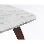 Italian Carrara Marble Square Coffee Table with Walnut Legs, 78.7 cm – product view