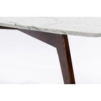 Italian Carrara Marble Square Coffee Table with Walnut Legs, 78.7 cm – product view