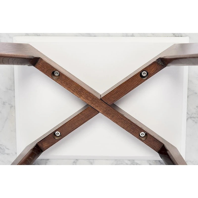 Italian Carrara Marble Square Coffee Table with Walnut Legs, 78.7 cm – product view