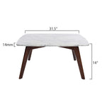 Italian Carrara Marble Square Coffee Table with Walnut Legs, 78.7 cm – product view
