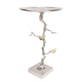 White and Gold Demilune Side Table, 71.1 cm Wide – product view